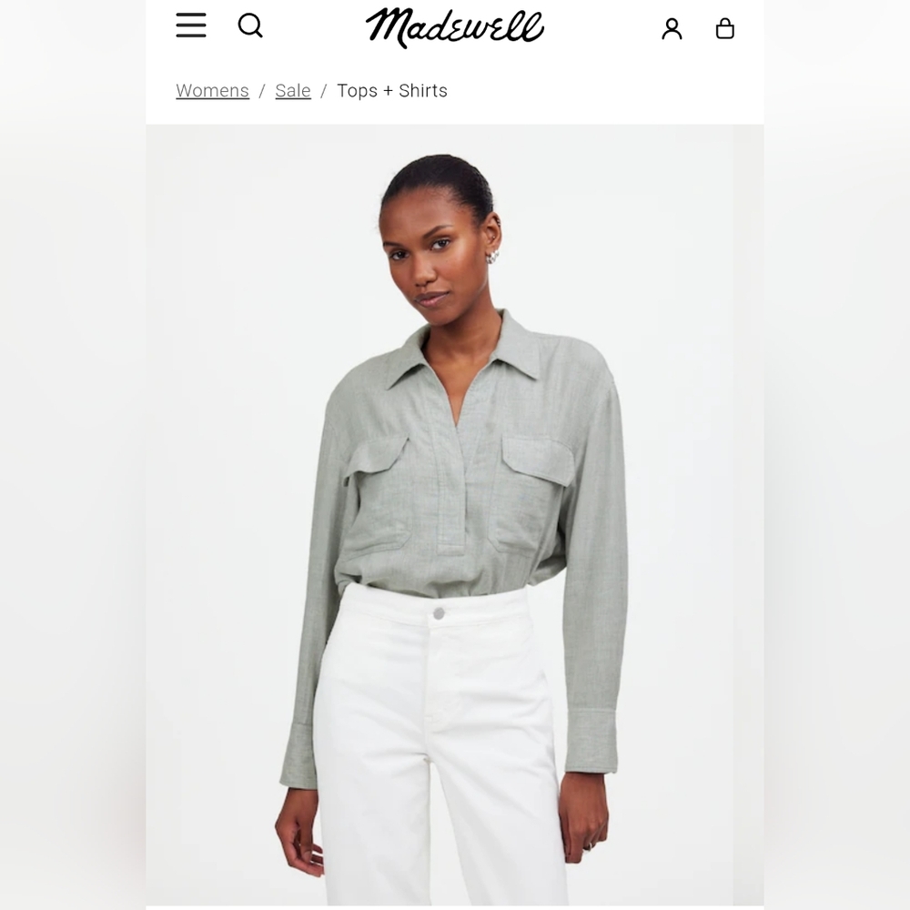 Madewell Heathered Gray Flannel Popover Shirt